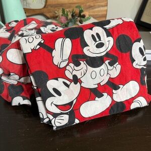 Vintage Disney Mickey Mouse Twin Flat and Fitted Sheet Red Black